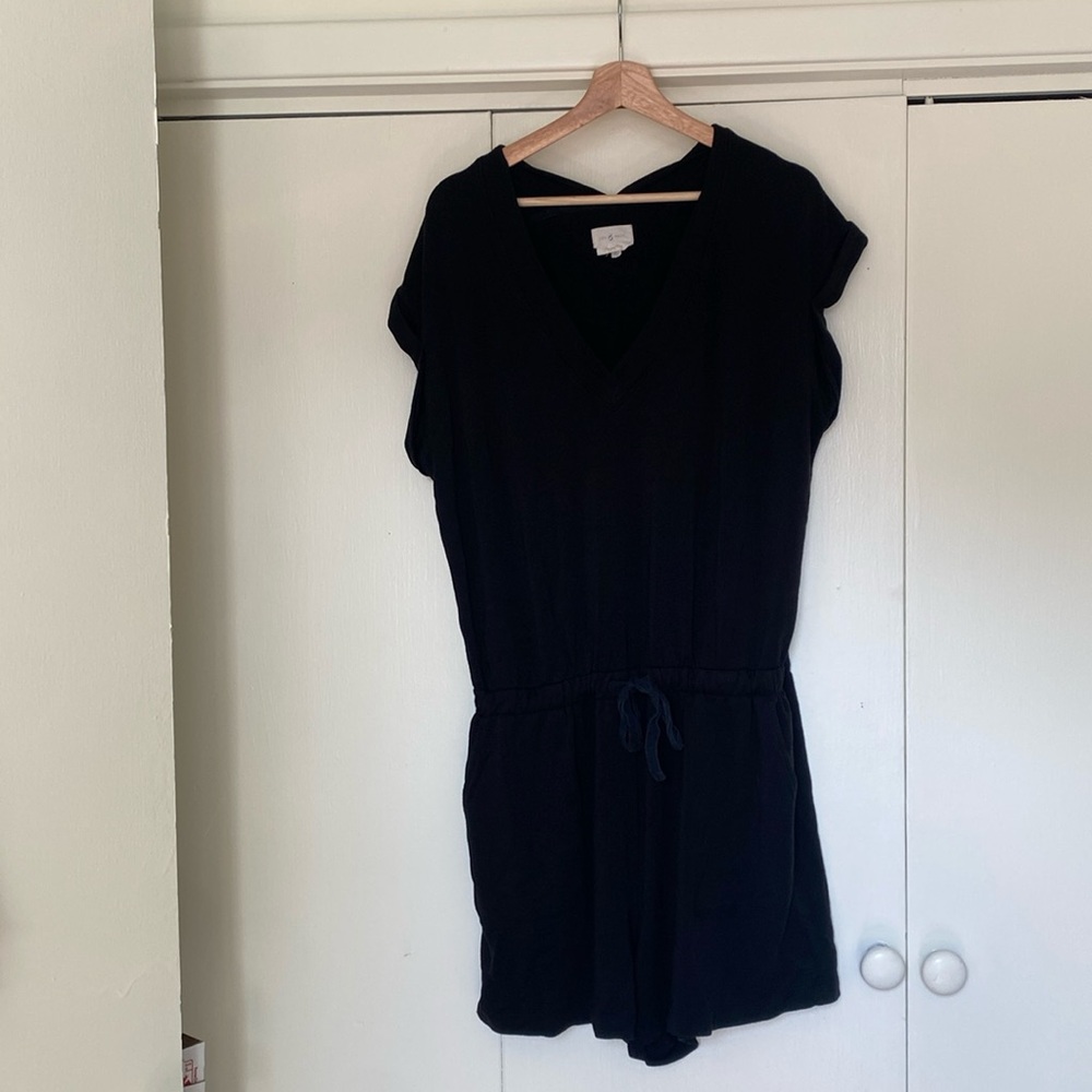 Black Lou & Grey V-Neck Signature  Soft Knit Romper